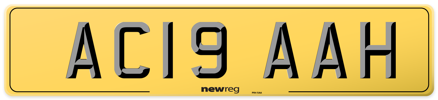 AC19 AAH Rear Number Plate