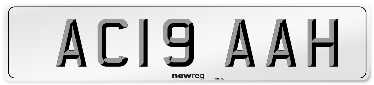 AC19 AAH Front Number Plate