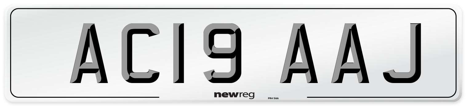 AC19 AAJ Front Number Plate