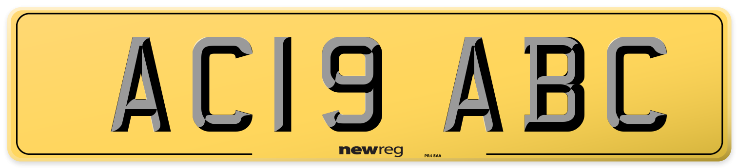 AC19 ABC Rear Number Plate