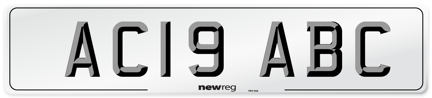 AC19 ABC Front Number Plate