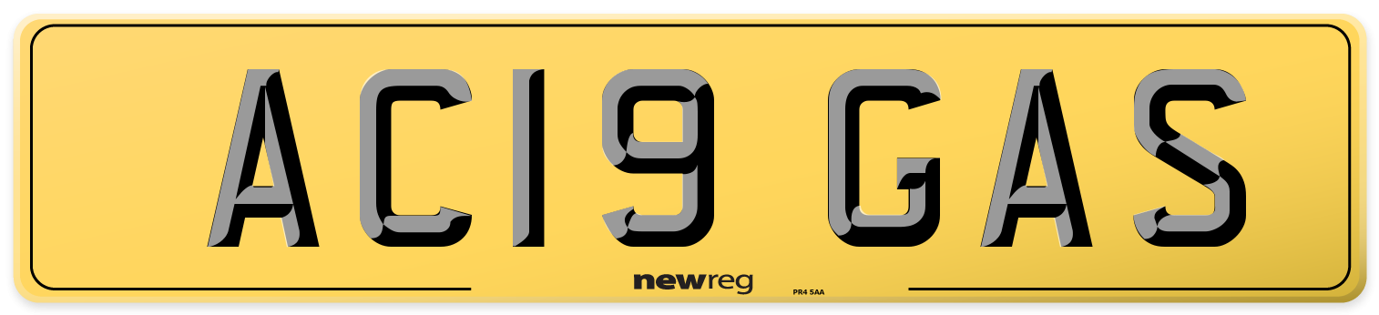 AC19 GAS Rear Number Plate
