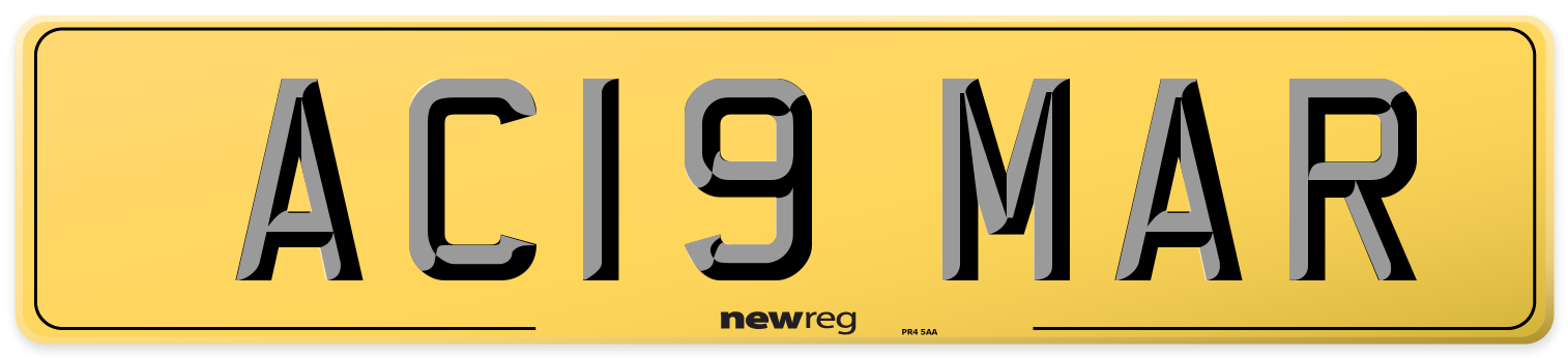 AC19 MAR Rear Number Plate