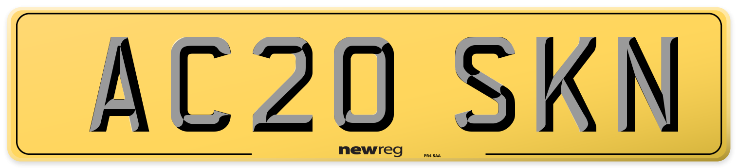 AC20 SKN Rear Number Plate