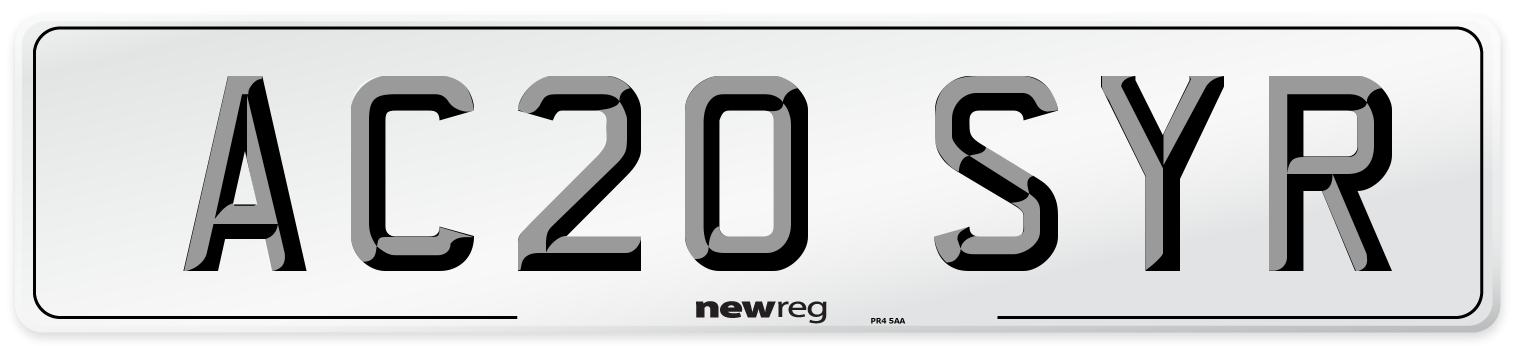 AC20 SYR Front Number Plate
