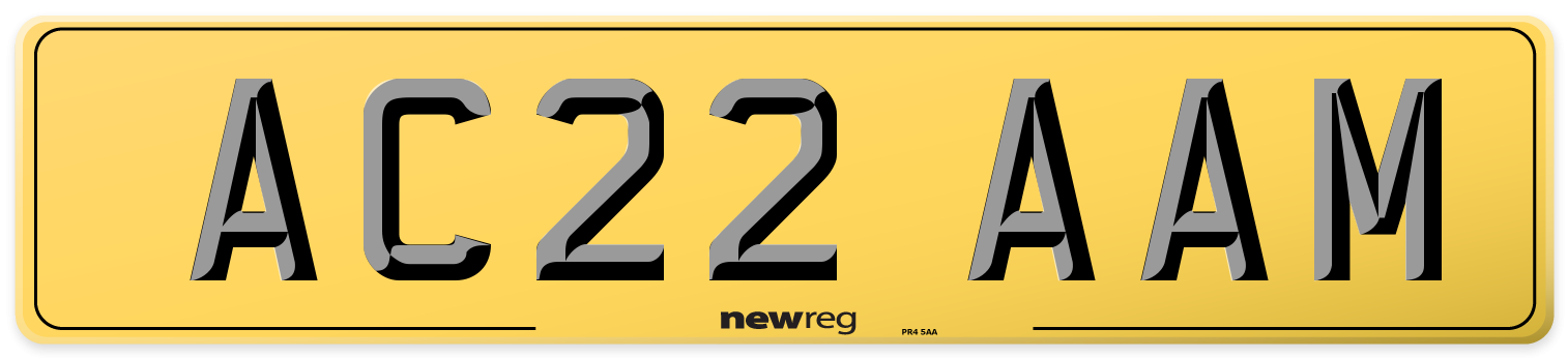 AC22 AAM Rear Number Plate