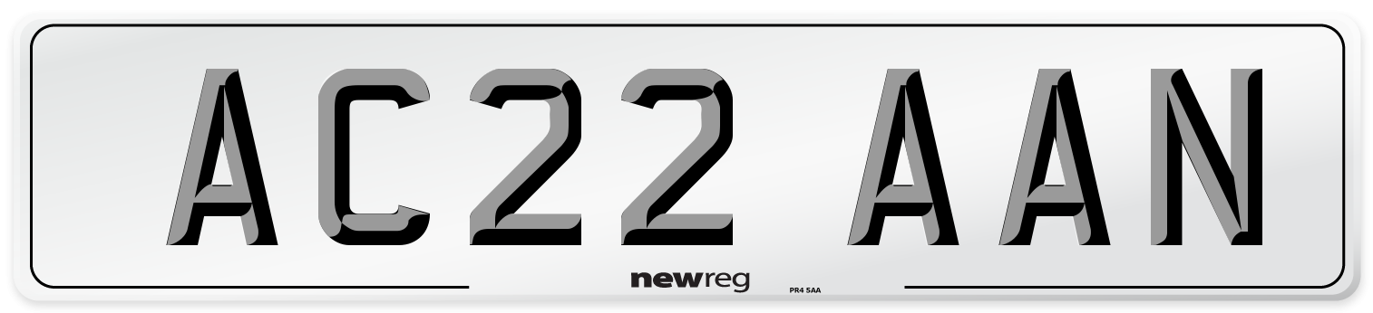 AC22 AAN Front Number Plate