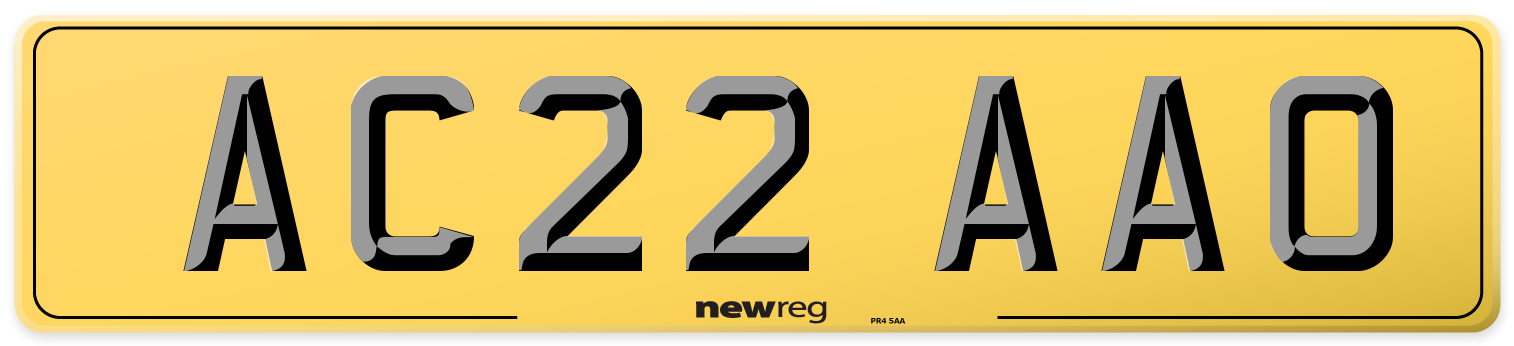 AC22 AAO Rear Number Plate