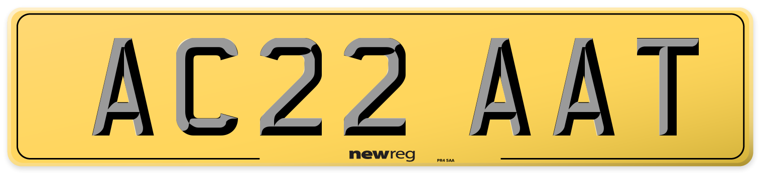 AC22 AAT Rear Number Plate