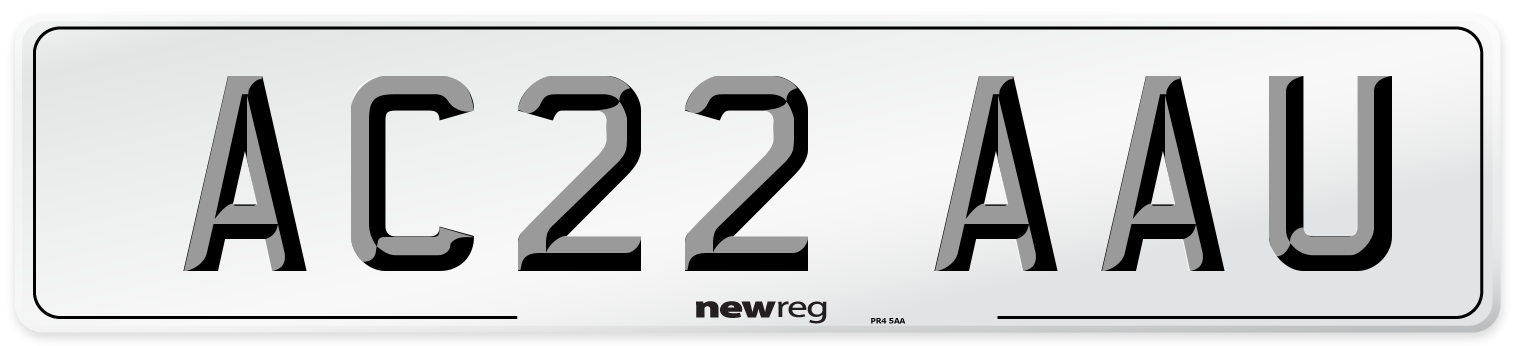 AC22 AAU Front Number Plate