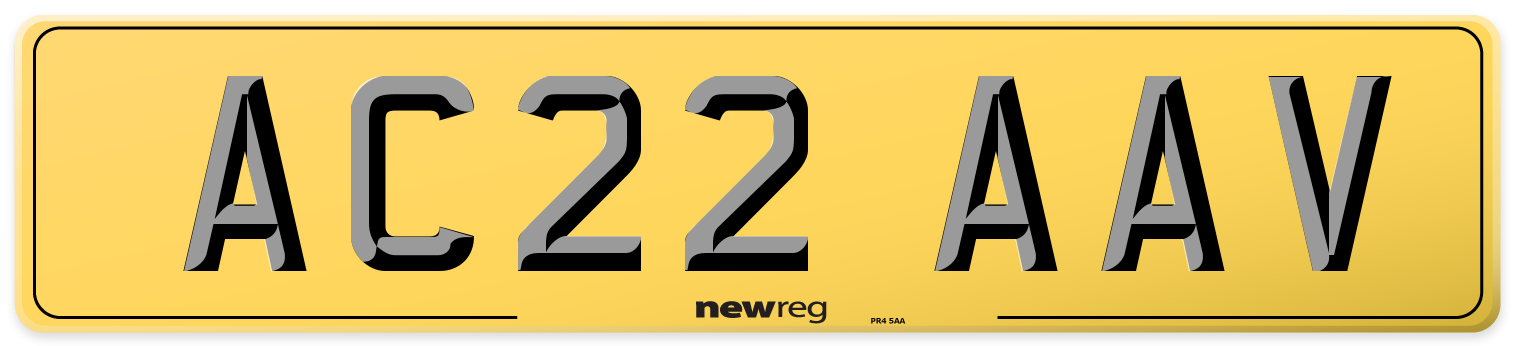 AC22 AAV Rear Number Plate