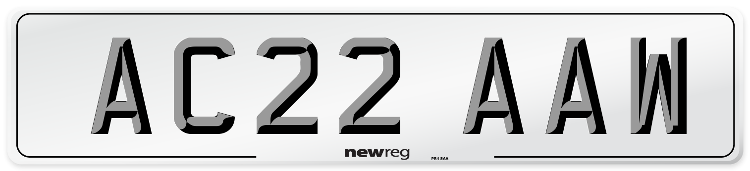AC22 AAW Front Number Plate