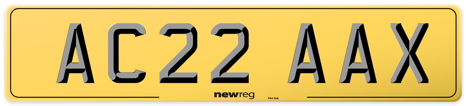 AC22 AAX Rear Number Plate