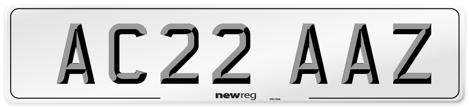AC22 AAZ Front Number Plate