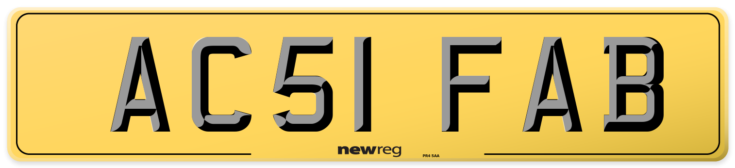 AC51 FAB Rear Number Plate