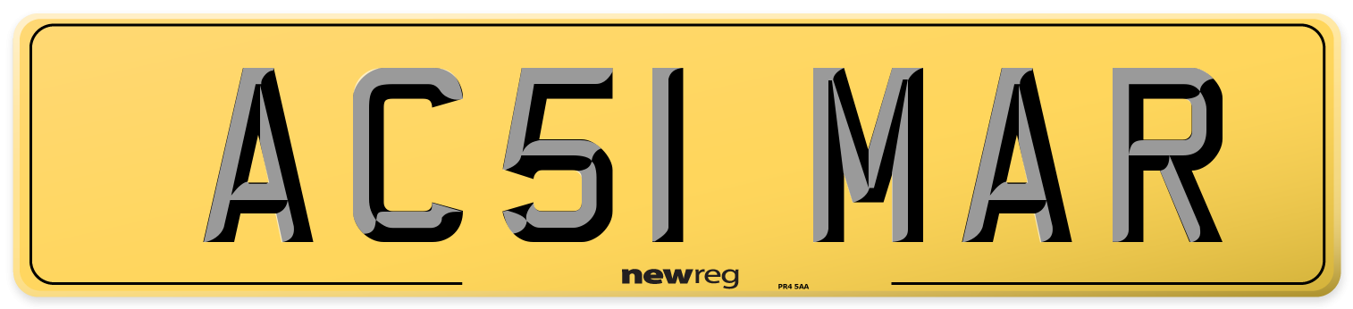 AC51 MAR Rear Number Plate