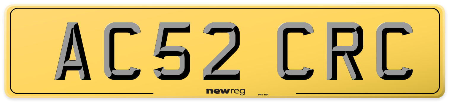 AC52 CRC Rear Number Plate