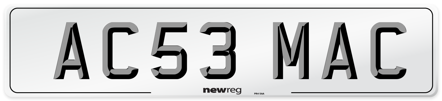 AC53 MAC Front Number Plate