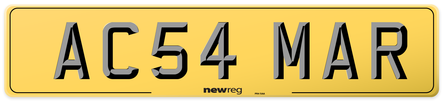 AC54 MAR Rear Number Plate