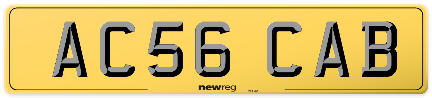 AC56 CAB Rear Number Plate