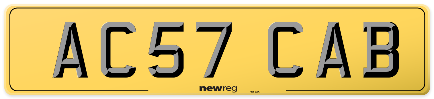 AC57 CAB Rear Number Plate