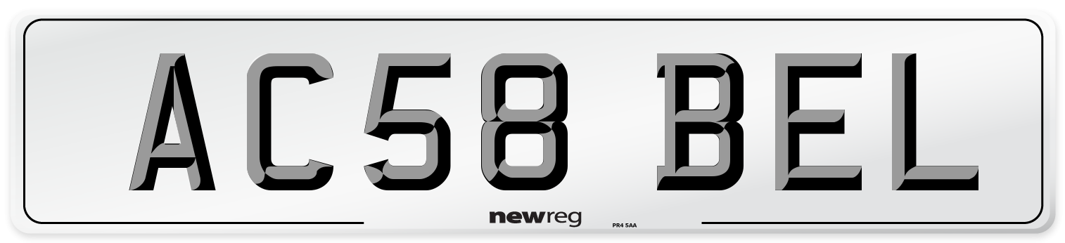 AC58 BEL Front Number Plate