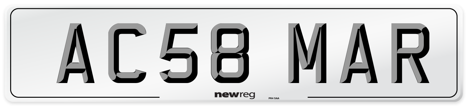 AC58 MAR Front Number Plate