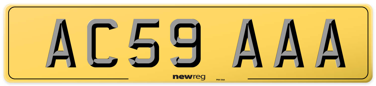 AC59 AAA Rear Number Plate
