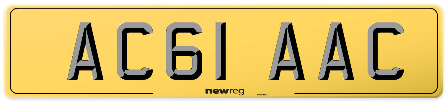 AC61 AAC Rear Number Plate
