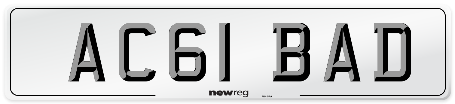 AC61 BAD Front Number Plate