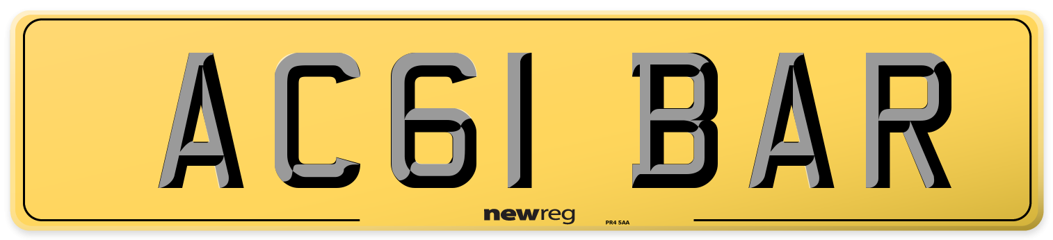 AC61 BAR Rear Number Plate