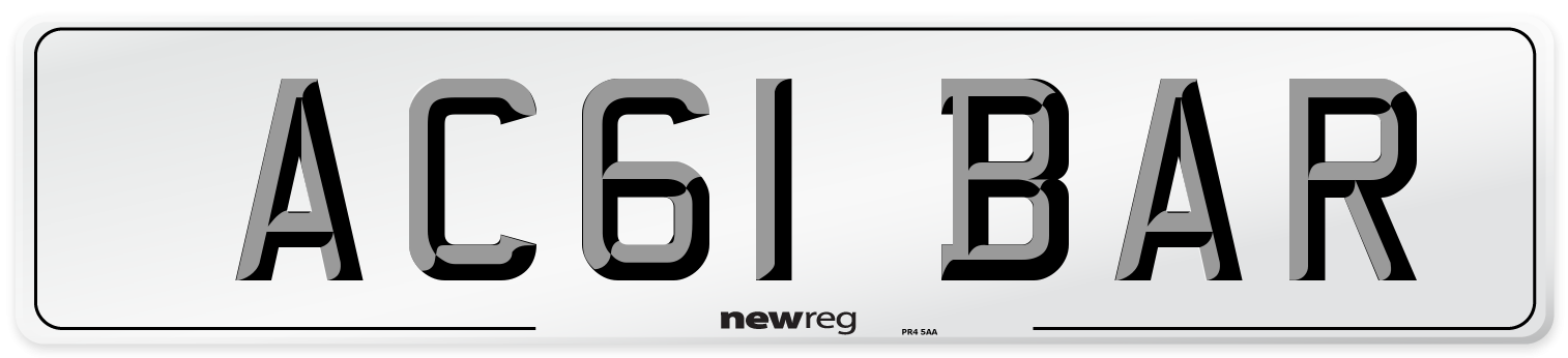 AC61 BAR Front Number Plate