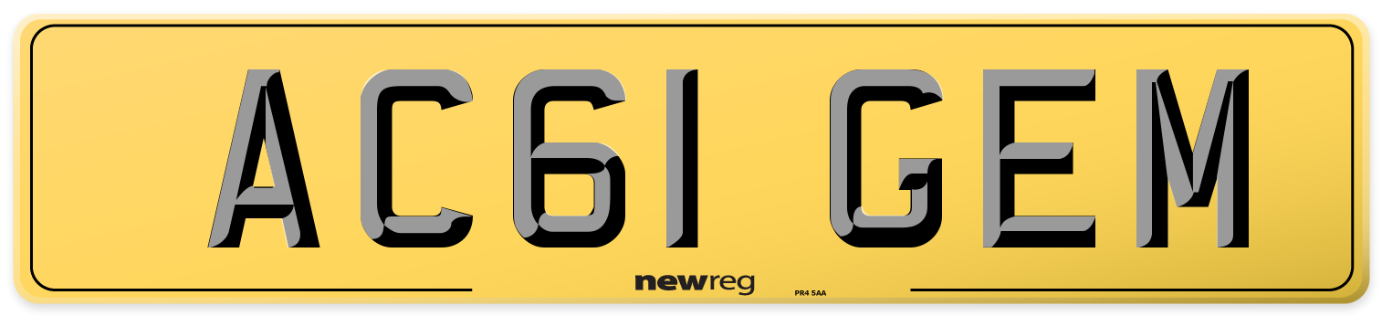 AC61 GEM Rear Number Plate