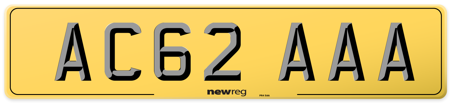 AC62 AAA Rear Number Plate