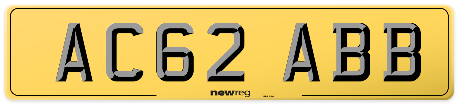 AC62 ABB Rear Number Plate