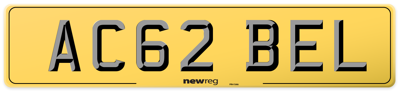 AC62 BEL Rear Number Plate