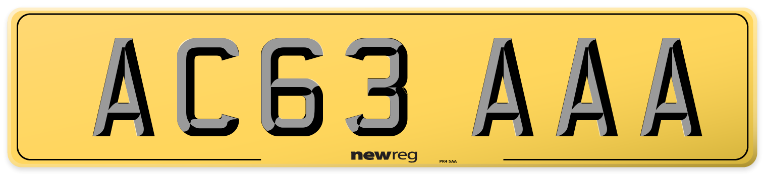 AC63 AAA Rear Number Plate