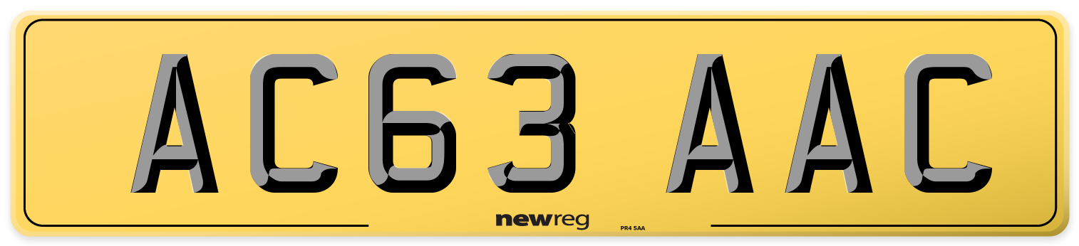 AC63 AAC Rear Number Plate