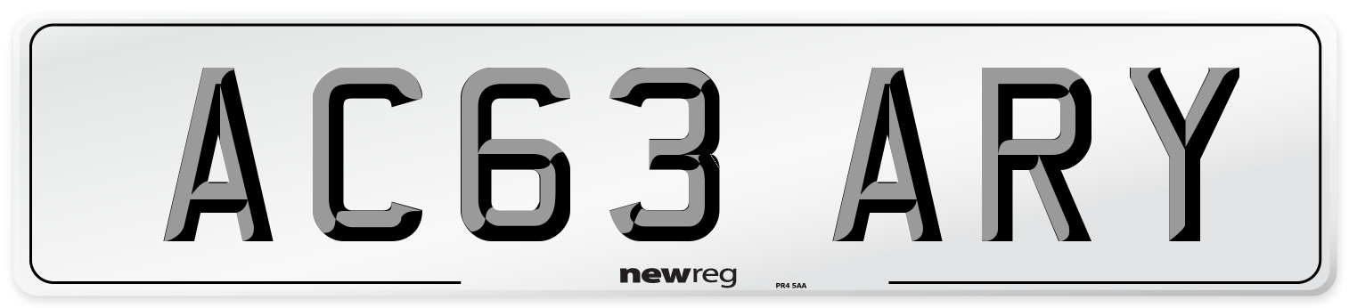 AC63 ARY Front Number Plate