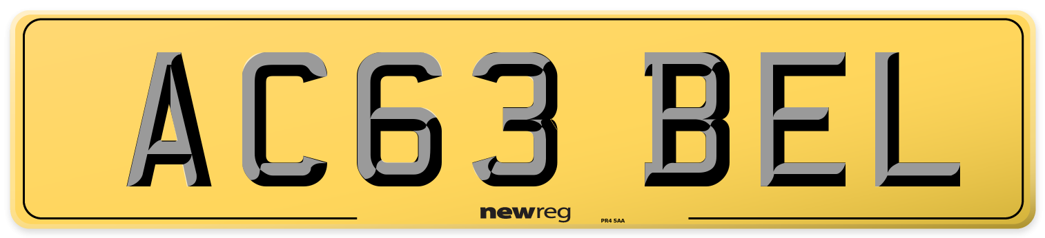 AC63 BEL Rear Number Plate