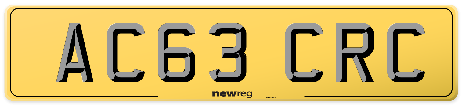 AC63 CRC Rear Number Plate