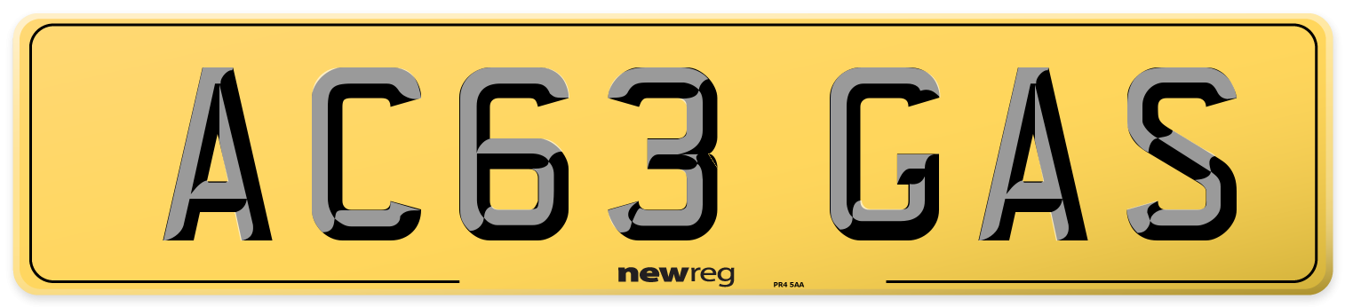 AC63 GAS Rear Number Plate
