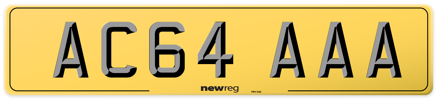 AC64 AAA Rear Number Plate