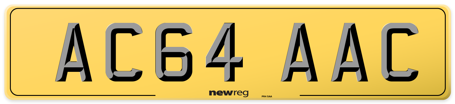 AC64 AAC Rear Number Plate