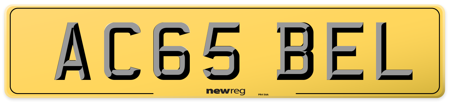 AC65 BEL Rear Number Plate