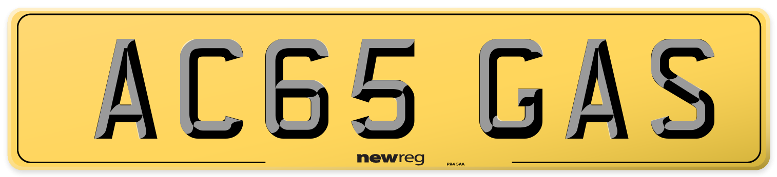 AC65 GAS Rear Number Plate
