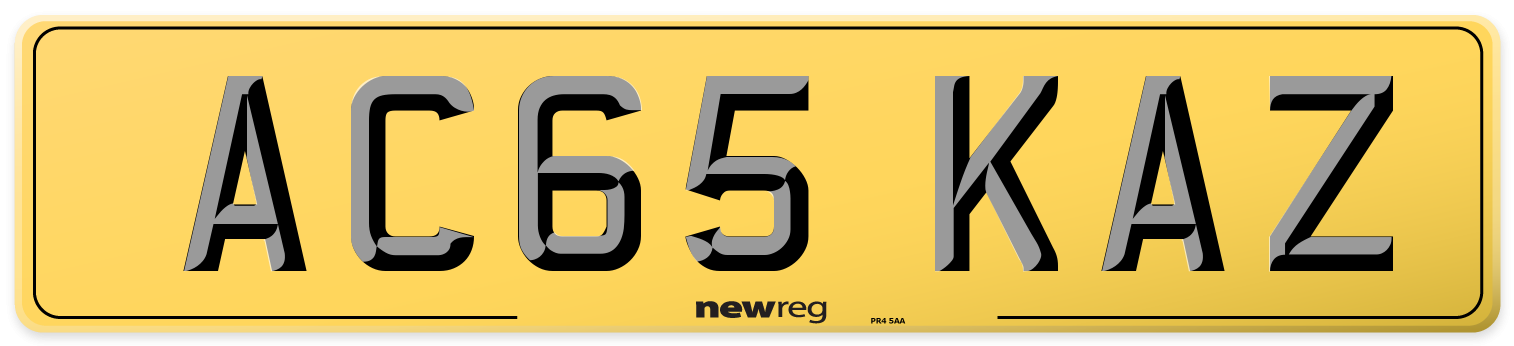 AC65 KAZ Rear Number Plate