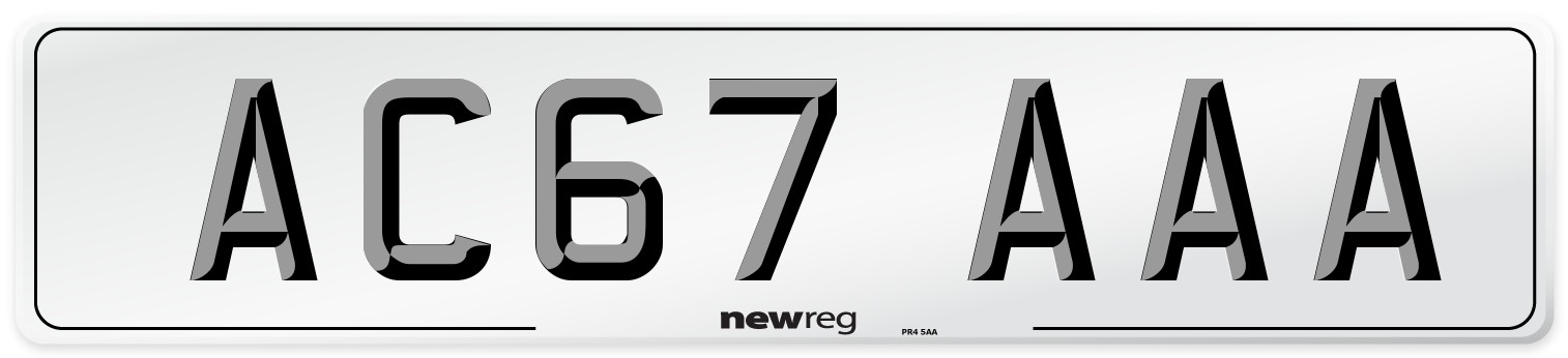 AC67 AAA Front Number Plate