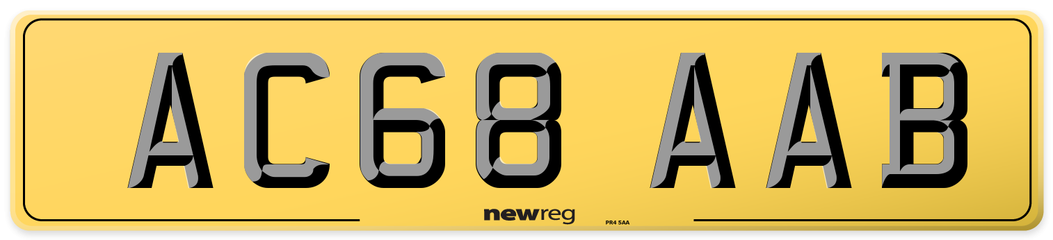 AC68 AAB Rear Number Plate