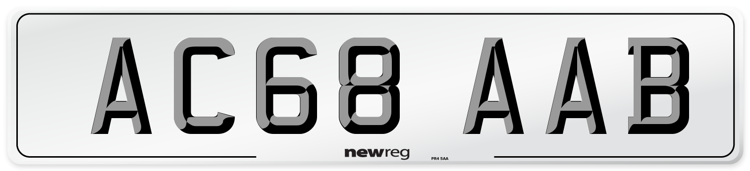 AC68 AAB Front Number Plate
